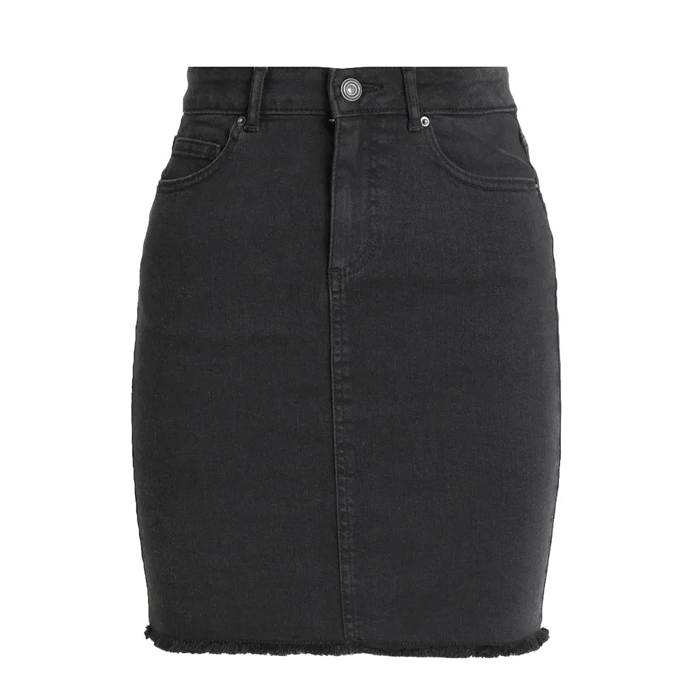 Jupe en denim déchirée pour femme, Noir