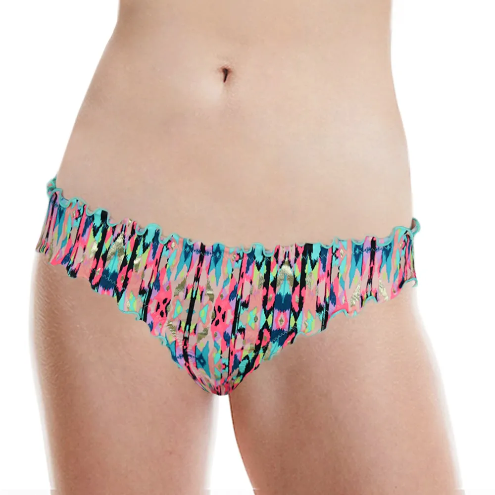 Culotte de bikini à volants imprimés pour femme, Multi