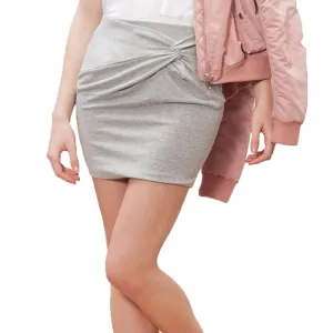 Mini-jupe unie extensible pour femme, gris clair