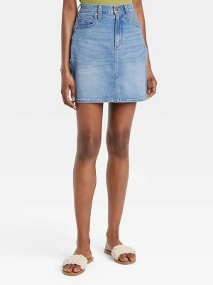 Jupe en denim lavé pour femme, Bleu clair