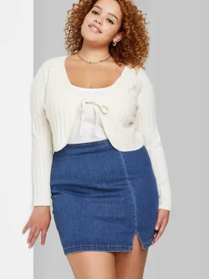 Jupe en denim lavé pour femme, Bleu marine