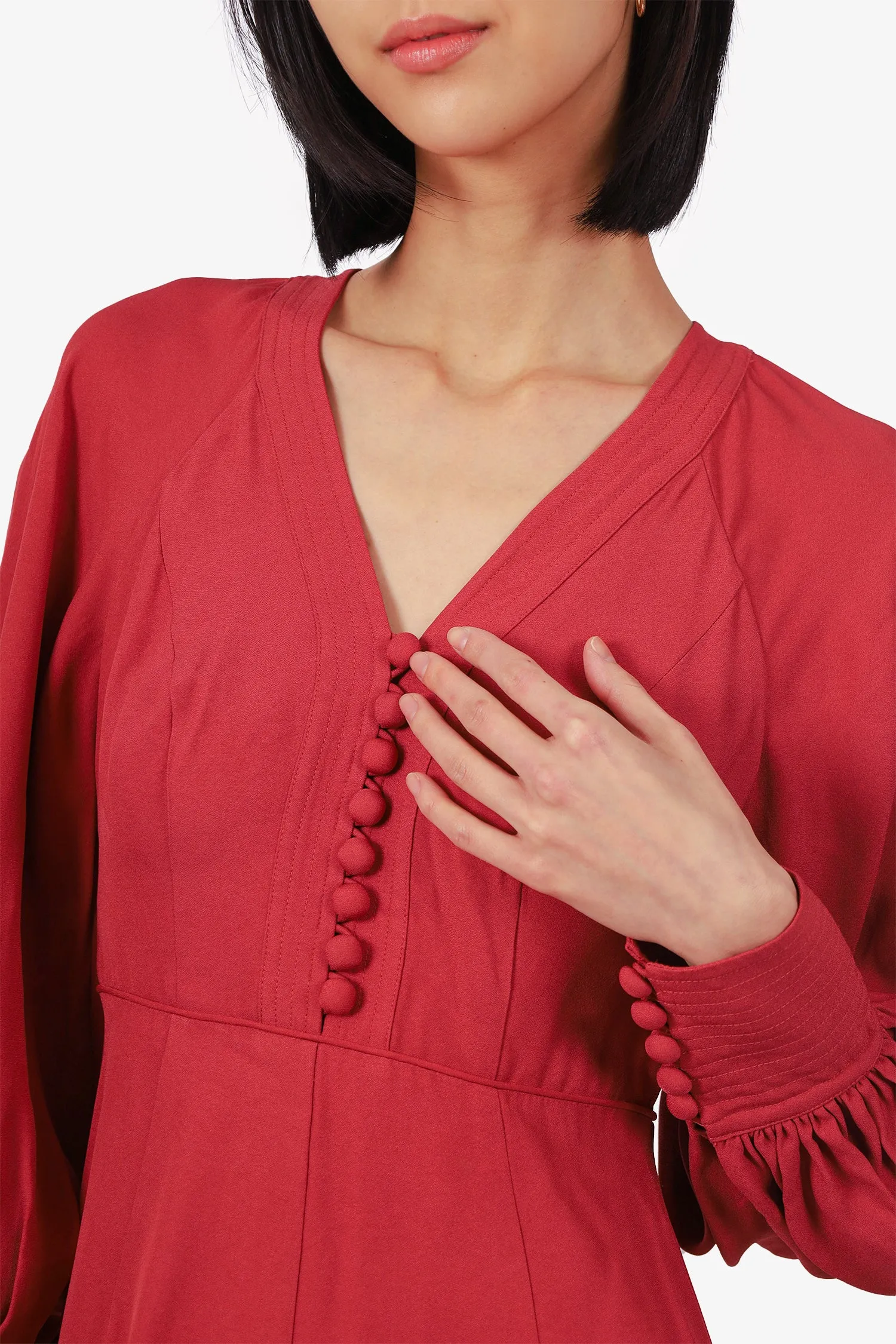 Robe à manches longues Zimmermann col en V rouge Taille 0 (en l'état)
