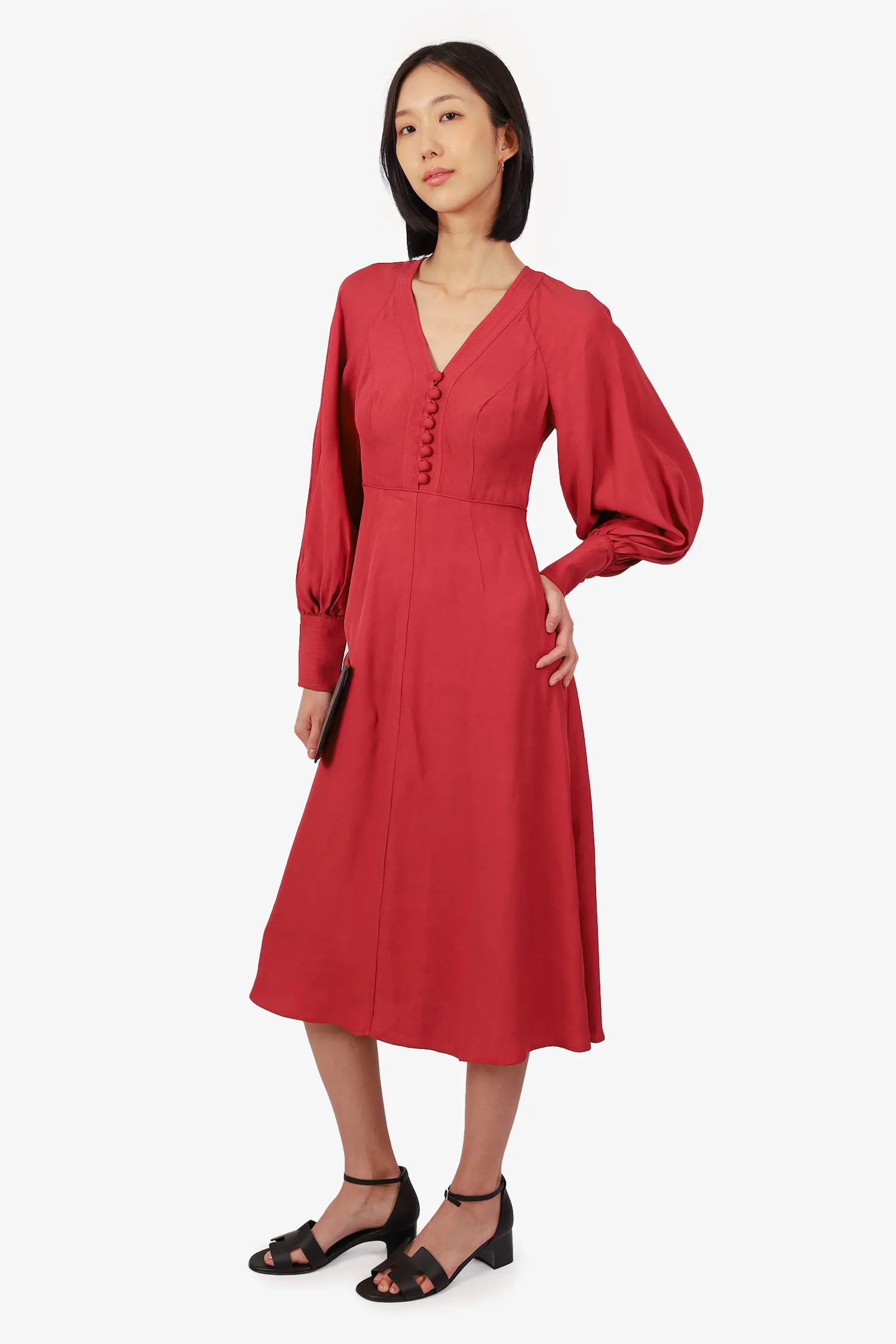 Robe à manches longues Zimmermann col en V rouge Taille 0 (en l'état)
