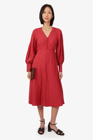 Robe à manches longues Zimmermann col en V rouge Taille 0 (en l'état)