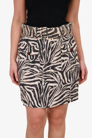 Zimmermann Jupe Mini Ceinturée Imprimée Zébrée Taille M